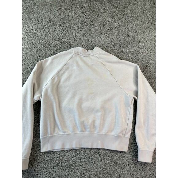 Nike Sportswear Sweatshirt Womens Small Beige Pink Newsprint Just Do It FLAW - Picture 10 of 14